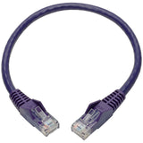 Eaton Tripp Lite Series Cat6 Gigabit Snagless Molded (UTP) Ethernet Cable (RJ45 M/M), PoE, Purple, 1 ft. (0.31 m) — N201-001-PU
