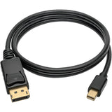 Eaton Tripp Lite Series Mini DisplayPort to DisplayPort Adapter Cable, 4K 60Hz (M/M), DP Latching Connector, Black, 3 ft. (0.9 m) — P583-003-BK