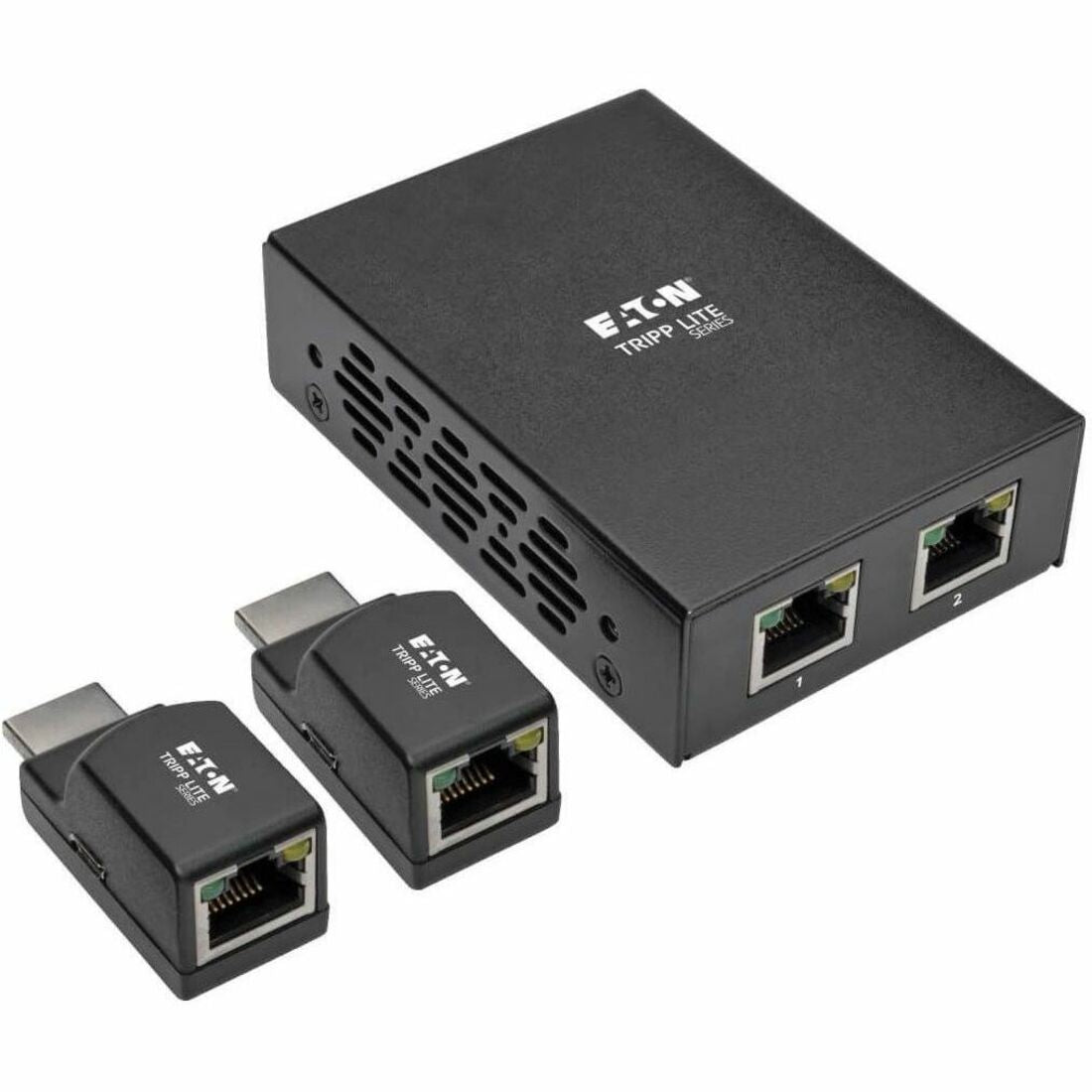 Tripp Lite by Eaton 2-Port HDMI over Cat5/6 Extender Kit, Box-Style Transmitter, 2 Mini Receivers, PoC, Up to 100 ft. (30 m), TAA — B126-2P2M-POC