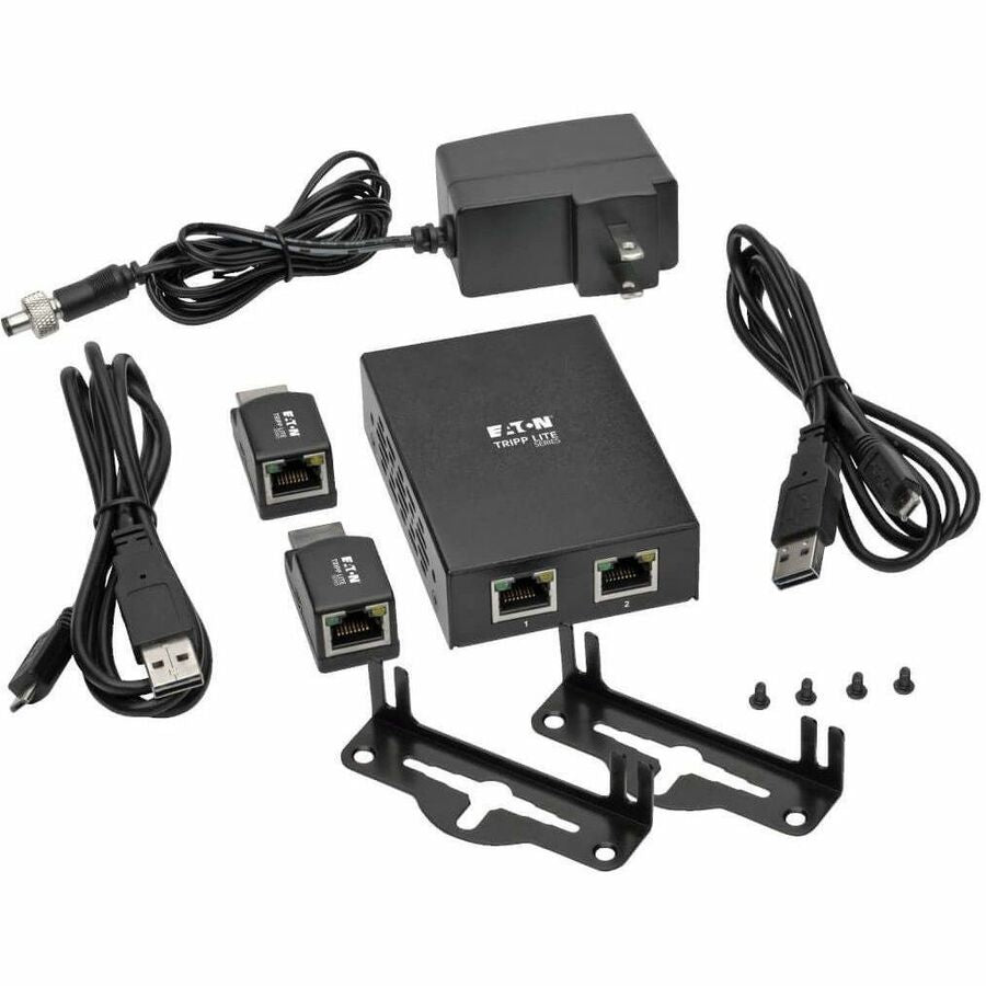 Tripp Lite by Eaton 2-Port HDMI over Cat5/6 Extender Kit, Box-Style Transmitter, 2 Mini Receivers, PoC, Up to 100 ft. (30 m), TAA — B126-2P2M-POC