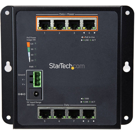 StarTech.com Industrial 8 Port Gigabit PoE Switch, 4 x PoE+ 30W, Power Over Ethernet GbE Layer/L2 Managed Network Switch -40C to +75C, TAA — IES81GPOEW