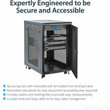 StarTech.com 18U 19" Server Rack Cabinet 4 Post Adjustable Depth 2-30" w/Casters/Cable Management/1U Shelf, Locking Doors and Side Panels — RK1833BKM