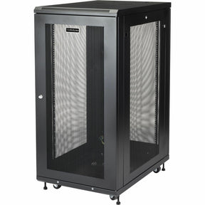 StarTech.com 24U 19" Server Rack Cabinet 4 Post Adjustable Depth 2-30" w/Casters/Cable Management/1U Shelf, Locking Doors and Side Panels — RK2433BKM