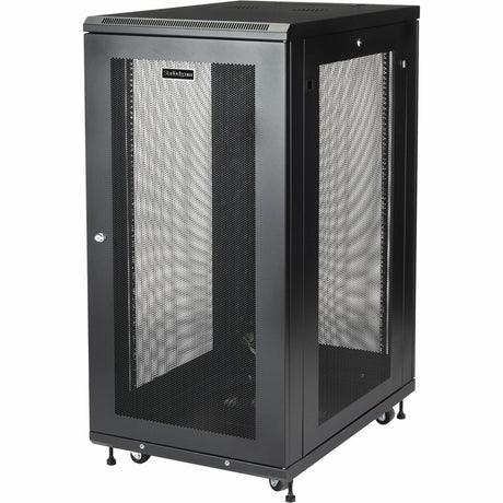 StarTech.com 24U 19" Server Rack Cabinet 4 Post Adjustable Depth 2-30" w/Casters/Cable Management/1U Shelf, Locking Doors and Side Panels — RK2433BKM