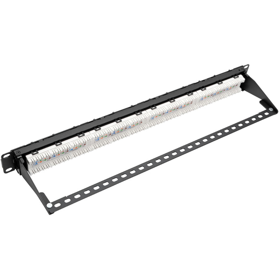 Eaton Tripp Lite Series 24-Port 1U Rack-Mount Cat6a 110 Patch Panel with Cable Management Bar, 110 Punchdown, RJ45, TAA — N252-024-6A