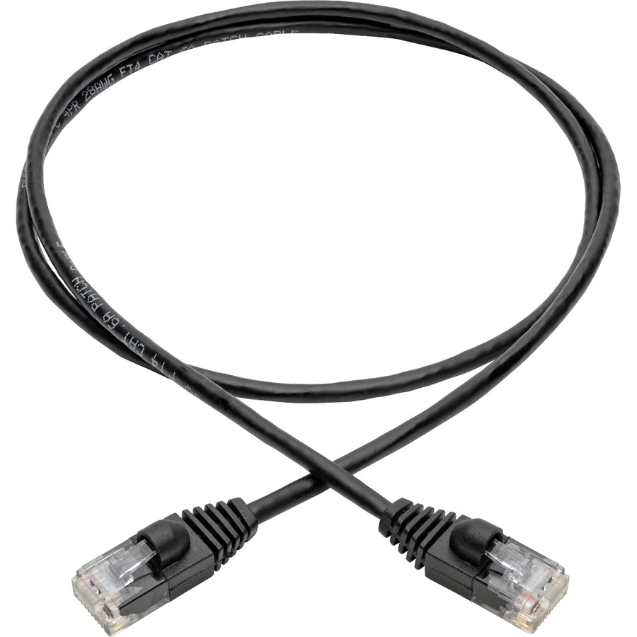 Eaton Tripp Lite Series Cat6a 10G Snagless Molded Slim UTP Ethernet Cable (RJ45 M/M), Black, 3 ft. (0.91 m) — N261-S03-BK