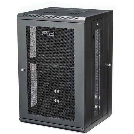 StarTech.com 4-Post 18U Wall Mount Network Cabinet, 19" Hinged Wall-Mounted Server Rack for Data / IT Equipment, Lockable Rack Enclosure — RK1820WALHM