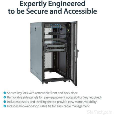 StarTech.com 4-Post 25U Server Rack Cabinet, 19" Data Rack Cabinet for Computer / IT Equipment, Home Network Rack, Half Height Server Rack — RK2537BKM