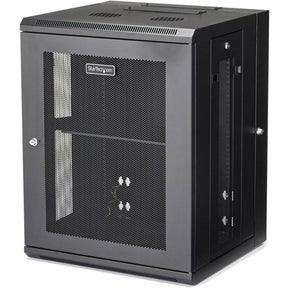 StarTech.com 4-Post 15U Wall Mount Network Cabinet, 19" Hinged Wall-Mounted Server Rack for Data / IT Equipment, Lockable Rack Enclosure — RK1520WALHM
