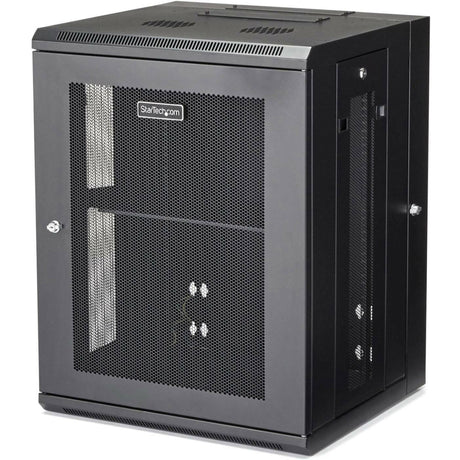 StarTech.com 4-Post 15U Wall Mount Network Cabinet, 19" Hinged Wall-Mounted Server Rack for Data / IT Equipment, Lockable Rack Enclosure — RK1520WALHM