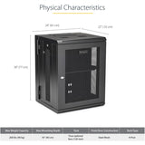 StarTech.com 4-Post 15U Wall Mount Network Cabinet, 19" Hinged Wall-Mounted Server Rack for Data / IT Equipment, Lockable Rack Enclosure — RK1520WALHM
