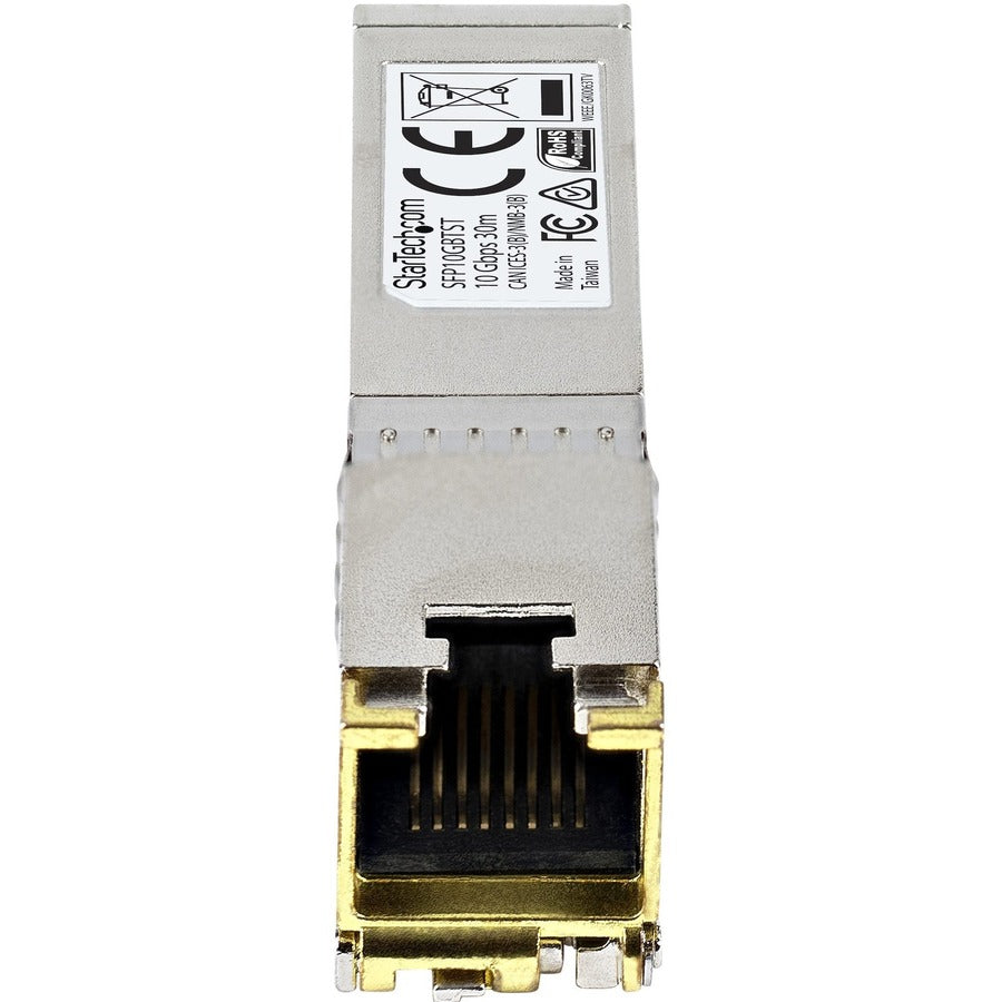 StarTech.com MSA Uncoded SFP+ Module - 10GBASE-T - 10GE Gigabit Ethernet SFP+ SFP to RJ45 Cat6/Cat5e Transceiver Module - 30m — SFP10GBTST