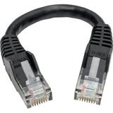 Eaton Tripp Lite Series Cat6 Gigabit Snagless Molded (UTP) Ethernet Cable (RJ45 M/M), PoE, Black, 6-in. (15.24 cm) — N201-06N-BK