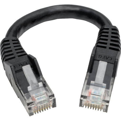 Eaton Tripp Lite Series Cat6 Gigabit Snagless Molded (UTP) Ethernet Cable (RJ45 M/M), PoE, Black, 6-in. (15.24 cm) — N201-06N-BK