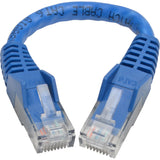 Eaton Tripp Lite Series Cat6 Gigabit Snagless Molded (UTP) Ethernet Cable (RJ45 M/M), PoE, Blue, 6-in. (15.24 cm) — N201-06N-BL