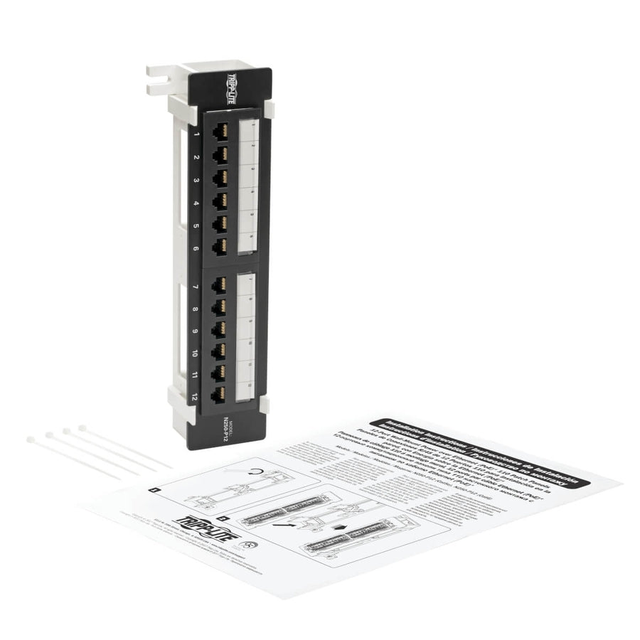 Eaton Tripp Lite Series Cat6 Wall-Mount 12-Port Patch Panel - PoE+ Compliant, 110/Krone, 568A/B, RJ45 Ethernet, TAA — N250-P12