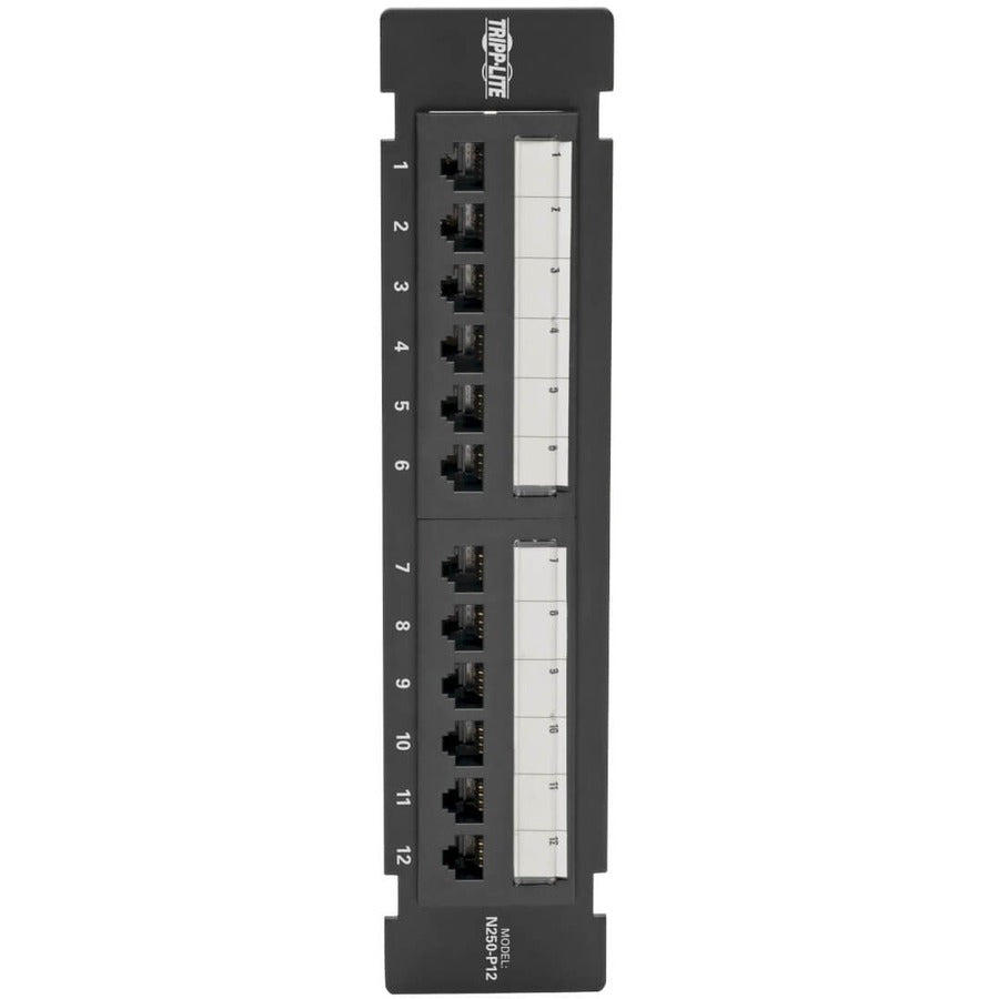 Eaton Tripp Lite Series Cat6 Wall-Mount 12-Port Patch Panel - PoE+ Compliant, 110/Krone, 568A/B, RJ45 Ethernet, TAA — N250-P12