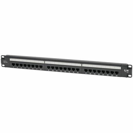 Eaton Tripp Lite Series 24-Port Cat6 Patch Panel - 4PPoE Compliant, 110/Krone, 568A/B, RJ45 Ethernet, 1U Rack-Mount, Black, TAA — N252-P24