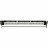 Eaton Tripp Lite Series 24-Port Cat6 Patch Panel - 4PPoE Compliant, 110/Krone, 568A/B, RJ45 Ethernet, 1U Rack-Mount, Black, TAA — N252-P24
