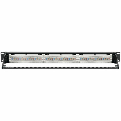 Eaton Tripp Lite Series 24-Port Cat6 Patch Panel - 4PPoE Compliant, 110/Krone, 568A/B, RJ45 Ethernet, 1U Rack-Mount, Black, TAA — N252-P24