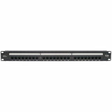 Eaton Tripp Lite Series 24-Port Cat6 Patch Panel - 4PPoE Compliant, 110/Krone, 568A/B, RJ45 Ethernet, 1U Rack-Mount, Black, TAA — N252-P24