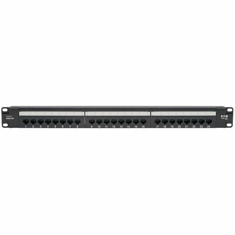 Eaton Tripp Lite Series 24-Port Cat6 Patch Panel - 4PPoE Compliant, 110/Krone, 568A/B, RJ45 Ethernet, 1U Rack-Mount, Black, TAA — N252-P24