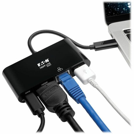 Eaton Tripp Lite Series USB-C Multiport Adapter - HDMI, USB 3.x (5Gbps) Hub Port, Gigabit Ethernet, 60W PD Charging, HDCP, Black — U444-06N-HGUB-C