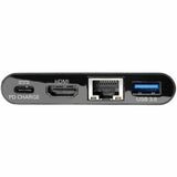 Eaton Tripp Lite Series USB-C Multiport Adapter - HDMI, USB 3.x (5Gbps) Hub Port, Gigabit Ethernet, 60W PD Charging, HDCP, Black — U444-06N-HGUB-C