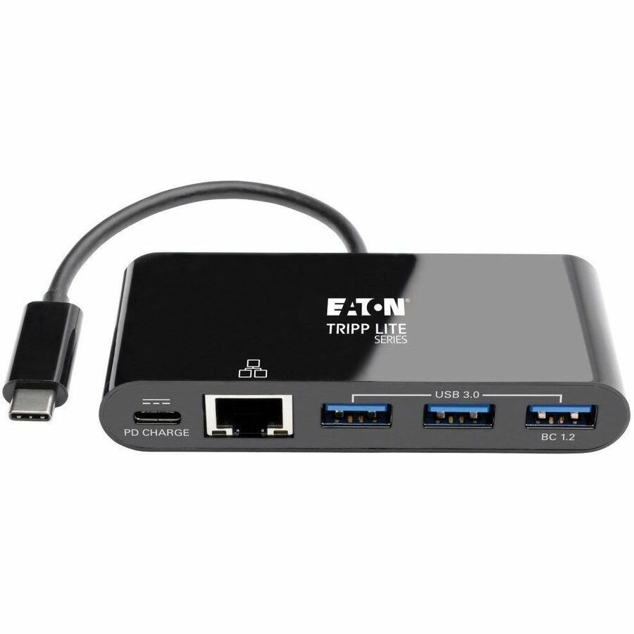 Eaton Tripp Lite Series 3-Port USB-C Hub - USB 3.x (5Gpbs) Hub Ports, Gigabit Ethernet, 60W PD Charging, Black — U460-003-3AGB-C