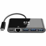 Eaton Tripp Lite Series 3-Port USB-C Hub - USB 3.x (5Gpbs) Hub Ports, Gigabit Ethernet, 60W PD Charging, Black — U460-003-3AGB-C