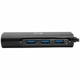 Eaton Tripp Lite Series 3-Port USB 3.x (5Gbps) Hub with LAN Port, USB-C to 3x USB-A Ports and Gigabit Ethernet, Black — U460-003-3A1GB