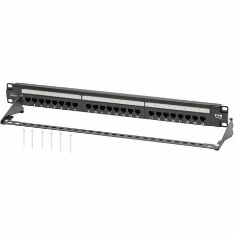 Eaton Tripp Lite Series Cat5e 24-Port Patch Panel - PoE+ Compliant, 110/Krone, 568A/B, RJ45 Ethernet, 1U Rack-Mount, TAA — N052-P24