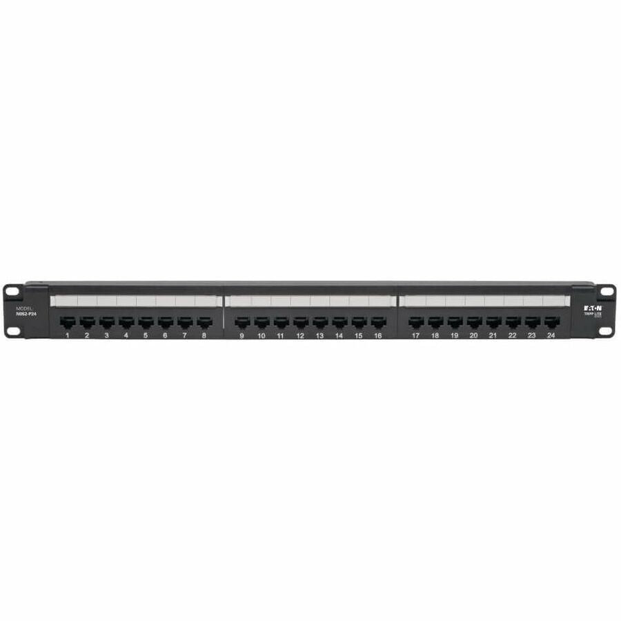 Eaton Tripp Lite Series Cat5e 24-Port Patch Panel - PoE+ Compliant, 110/Krone, 568A/B, RJ45 Ethernet, 1U Rack-Mount, TAA — N052-P24