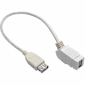 Tripp Lite by Eaton USB 2.0 All-in-One Keystone/Panel Mount Coupler Cable (F/F), Angled Connector, White, 1 ft. (0.31 m) — U060-001-KPA-WH