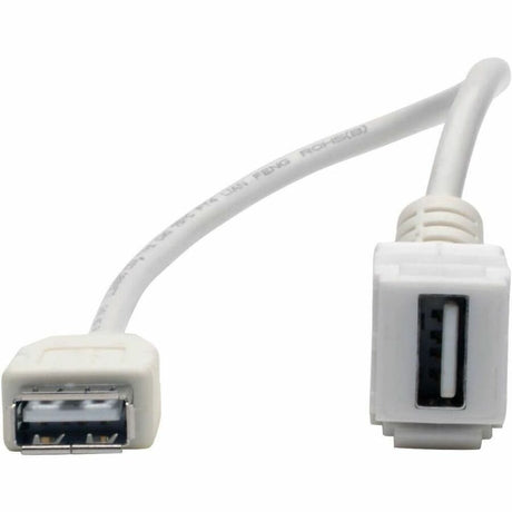 Tripp Lite by Eaton USB 2.0 All-in-One Keystone/Panel Mount Coupler Cable (F/F), Angled Connector, White, 1 ft. (0.31 m) — U060-001-KPA-WH