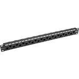 Eaton Tripp Lite Series 24-Port 1U Rack-Mount Cat5e/6 Offset Feed-Through Patch Panel with Cable Management Bar, RJ45 Ethernet, TAA — N254-024-OF