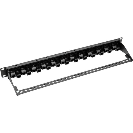 Eaton Tripp Lite Series 24-Port 1U Rack-Mount Cat5e/6 Offset Feed-Through Patch Panel with Cable Management Bar, RJ45 Ethernet, TAA — N254-024-OF