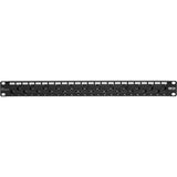 Eaton Tripp Lite Series 24-Port 1U Rack-Mount Cat5e/6 Offset Feed-Through Patch Panel with Cable Management Bar, RJ45 Ethernet, TAA — N254-024-OF