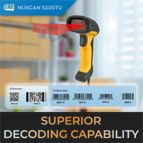 Adesso NuScan 5200TU- Antimicrobial & Waterproof 2D Barcode Scanner — NuScan 5200TU