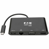 Eaton Tripp Lite Series USB-C Multiport Adapter - 4K HDMI, VGA, USB 3.x (5Gbps) Hub Port, GbE, HDCP, Black — U444-06N-HV4GUB