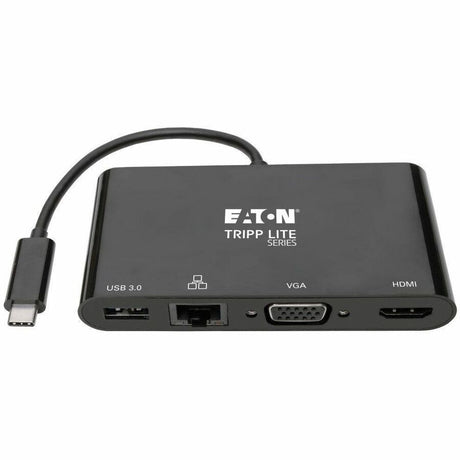 Eaton Tripp Lite Series USB-C Multiport Adapter - 4K HDMI, VGA, USB 3.x (5Gbps) Hub Port, GbE, HDCP, Black — U444-06N-HV4GUB