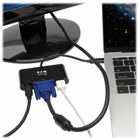 Tripp Lite by Eaton USB C to VGA Multiport Adapter Converter w/ USB Hub PD Charging 1080p Black, Thunderbolt 3 Compatible, USB Type C, USB-C, USB Type-C — U444-06N-VUB-C