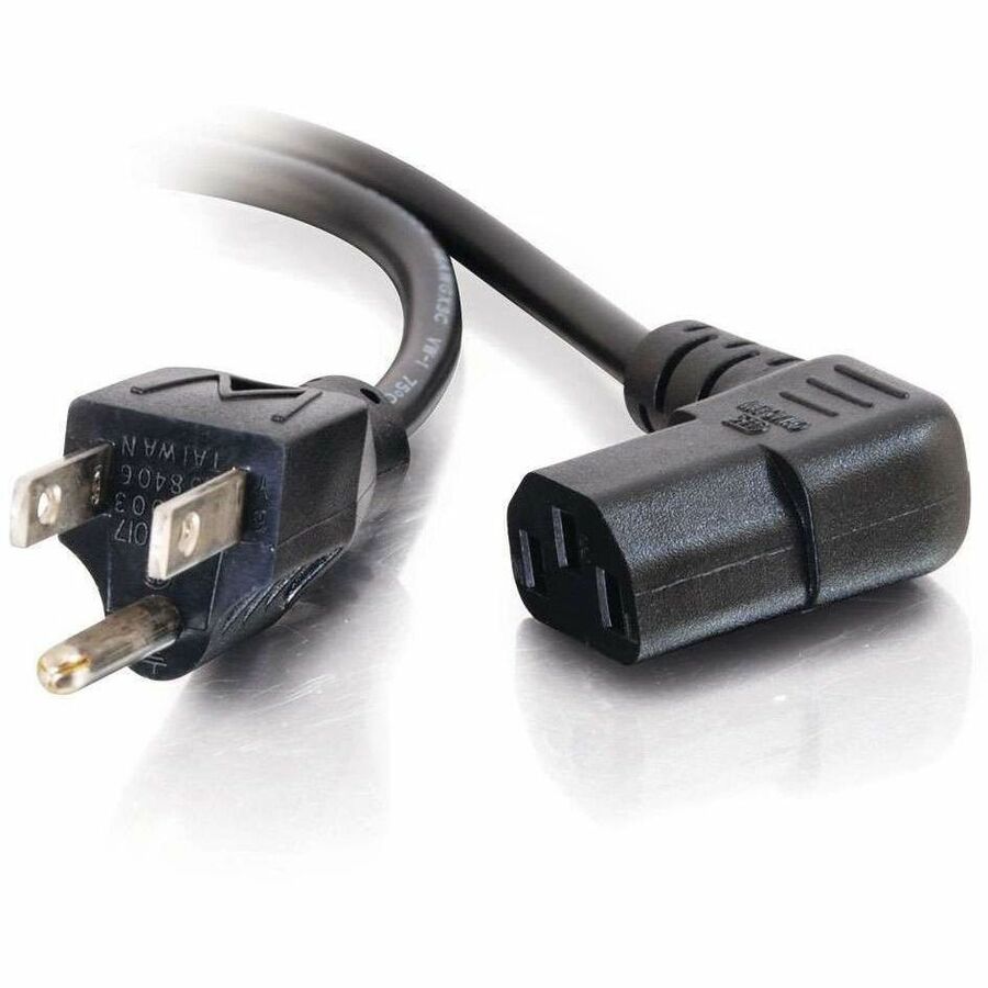 C2G 6ft Universal Power Cord - Right Angle Power Cord - 18 AWG - NEMA 5-15P to IEC320C13R - TAA Compliant — 03152