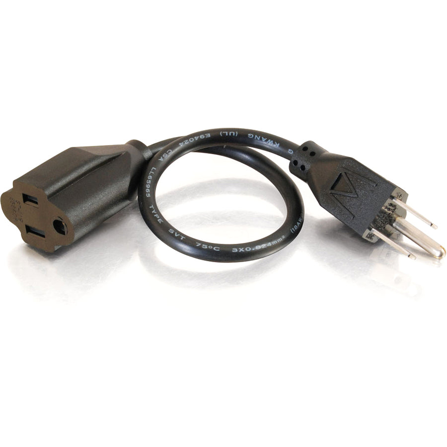 C2G 1ft Power Extension Cord - 18 AWG - Outlet Saving Cord — 03137