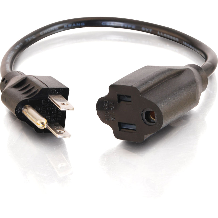 C2G 1ft Power Extension Cord - 18 AWG - Outlet Saving Cord — 03137