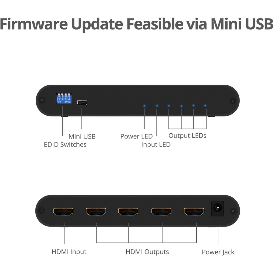 SIIG 1x4 HDMI 2.0 Splitter / Distribution Amplifier with Auto Video Scaling - 4K 60Hz HDR — CE-H22Y11-S1