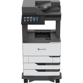 Lexmark MX820 MX822ade Laser Multifunction Printer-Monochrome-Copier/Fax/Scanner-55 ppm Mono Print-1200x1200 Print-Automatic Duplex Print-300000 Pages Monthly-1200 sheets Input-Color Scanner-600 Optical Scan-Monochrome Fax-Gigabit Ethernet — 25B2000