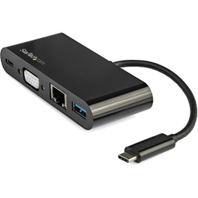 StarTech.com USB-C Multiport Adapter - Mini USB-C Dock w/ VGA Video - 60W Power Delivery Passthrough - USB Type-A 5Gbps - Gigabit Ethernet — DKT30CVAGPD