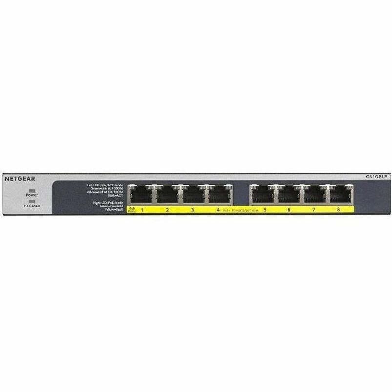 Netgear 8-Port PoE/PoE+ Gigabit Ethernet Unmanaged Switch (GS108LP) — GS108LP-100NAS