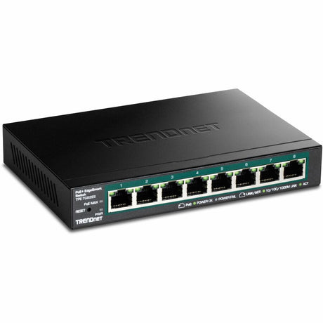 TRENDnet 8-Port Gigabit EdgeSmart PoE+ Switch, 8 x Gigabit PoE+ Ports, 64W PoE Power Budget, Managed PoE+ Switch, Wall Mountable, Desktop Ethernet Switch, Lifetime Protection, Black, TPE-TG82ES